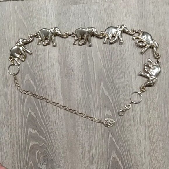 Vintage Anne Klein Gold Plated Brass Elephant Chain Link Belt main image 8